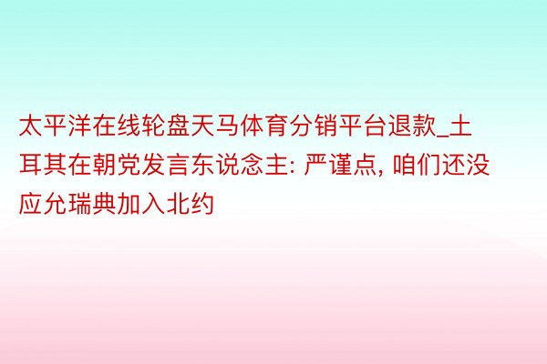 太平洋在线轮盘天马体育分销平台退款_土耳其在朝党发言东说念主: 严谨点, 咱们还没应允瑞典加入北约